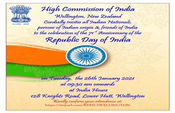 Celebration of the 71st Republic Day of India on 26 January 2021 in Wellington, New Zealand